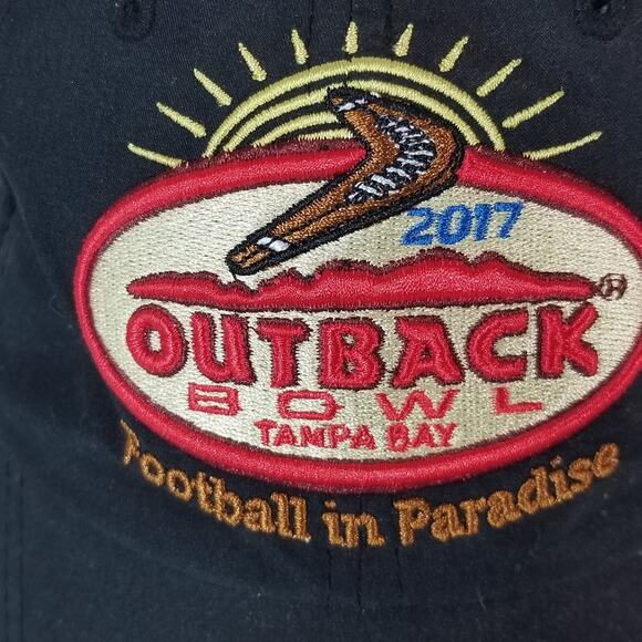 NCAA Outback Bowl cap hat 2017 Iowa Hawkeyes Florida Gators Black Strap Back NEW - Picture 2 of 8